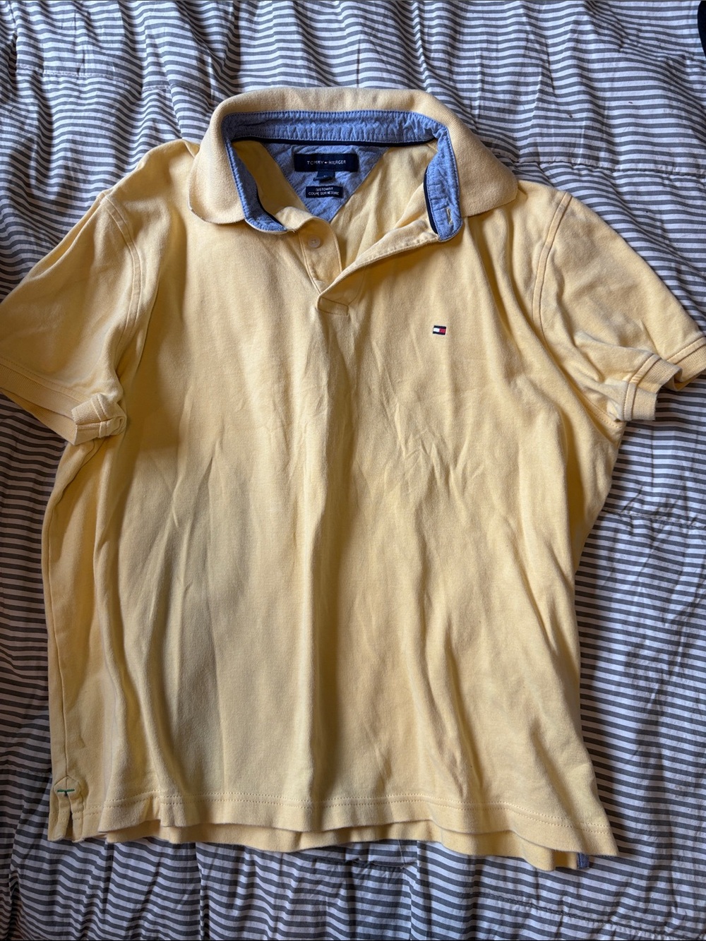 Tommy Hilfiger Yellow Polo with Blue Contrast Collar